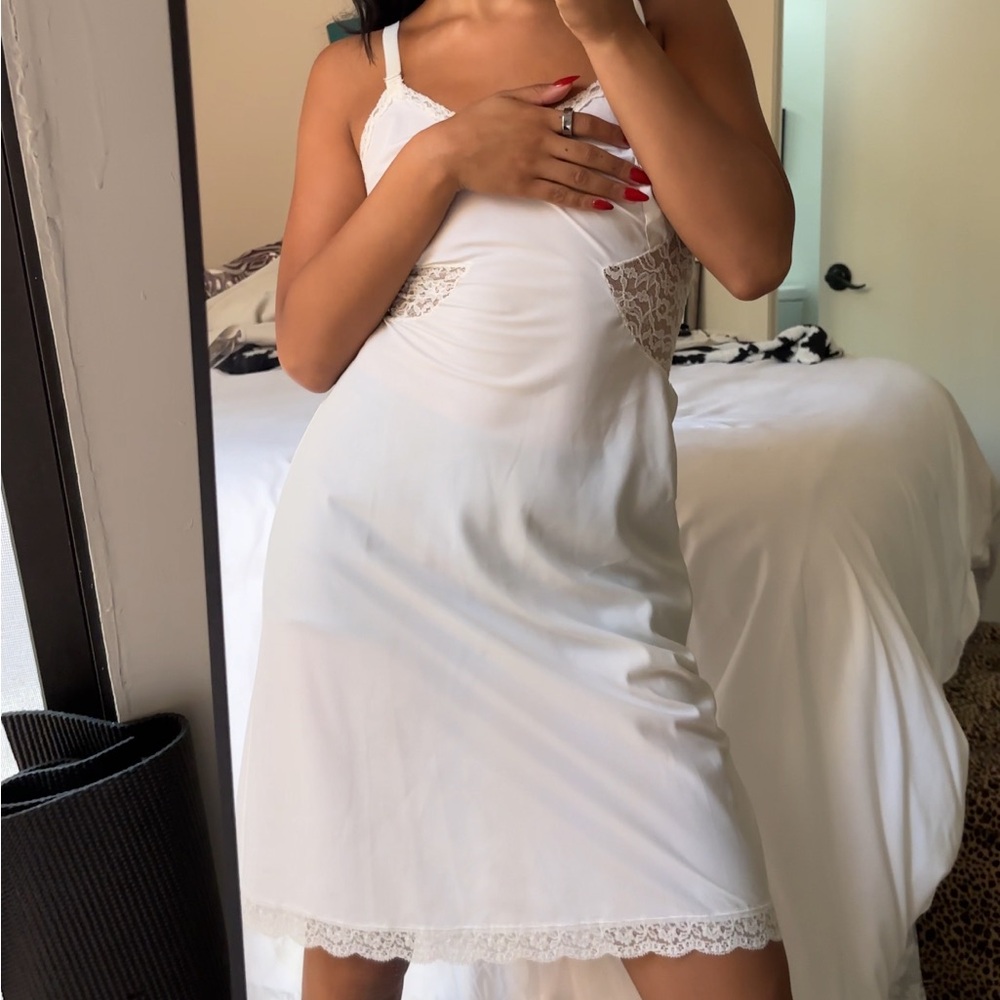 Elegant White Lace Trim Dress